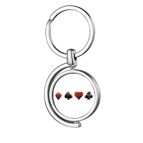 spade heart club pattern Rotating Keychain Metal Keyring Holder