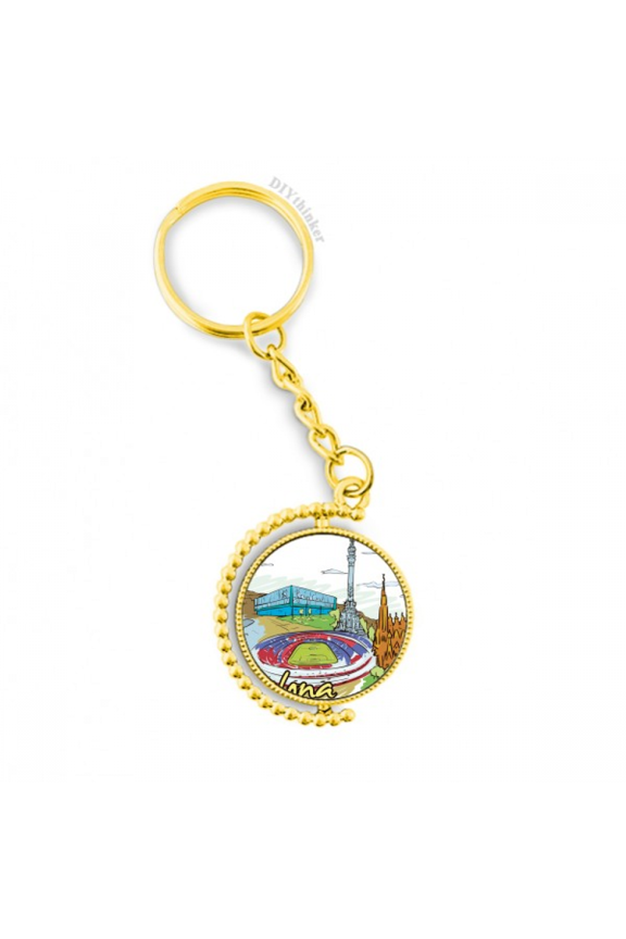 spain barcelona monument watercolor metal connector key chain accessory en keyholder