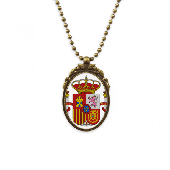spain eu national emblem antique necklace vintage bead pendant keychain