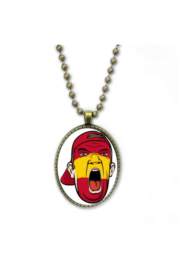 spain flag facial makeup head screang cap necklace vintage chain bead pendant jewelry collection