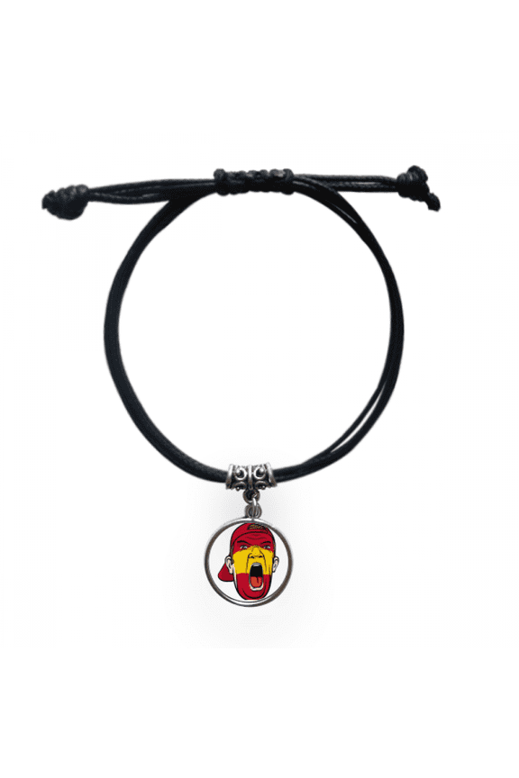 spain flag makeup head screang cap bracelet leather wristband black jewelry