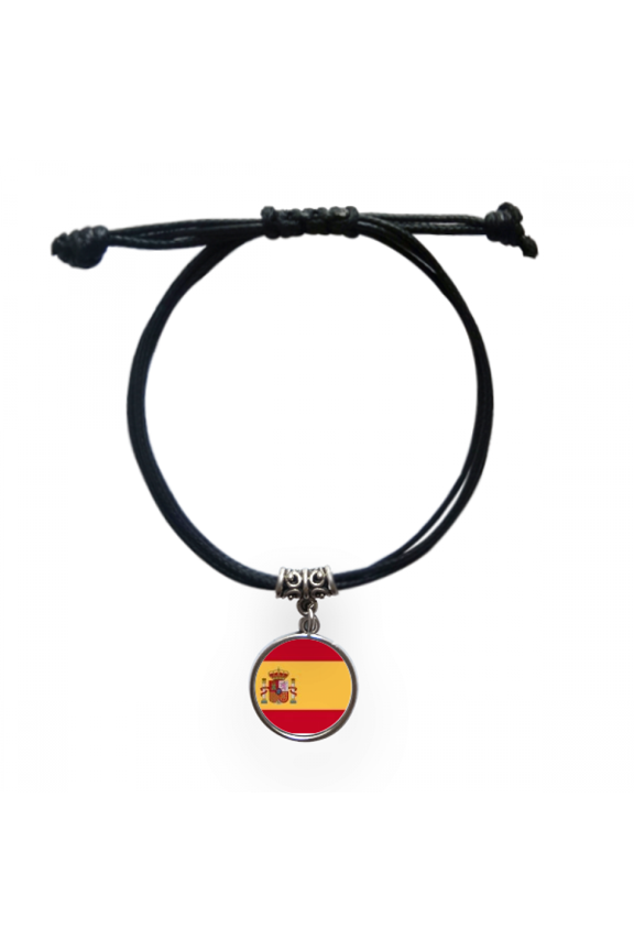 spain national flag eu country bracelet leather wristband black jewelry