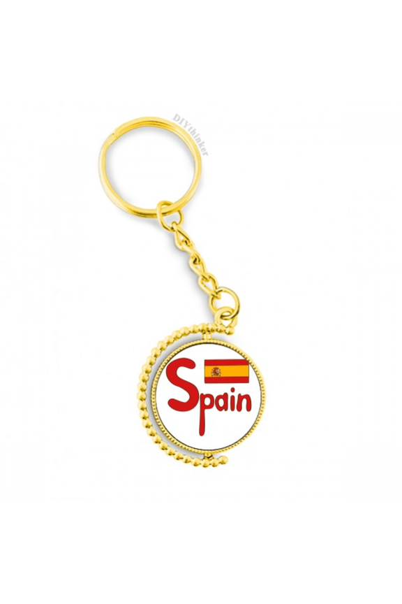 spain national flag red pattern metal connector key chain accessory en keyholder