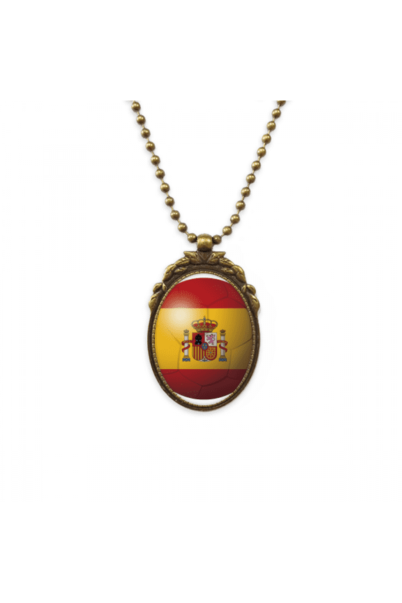 spain national flag soccer football antique necklace vintage bead pendant keychain