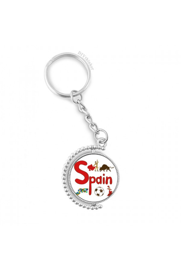 spain national symbol landmark pattern rotatable keyholder disc accessories chain clip