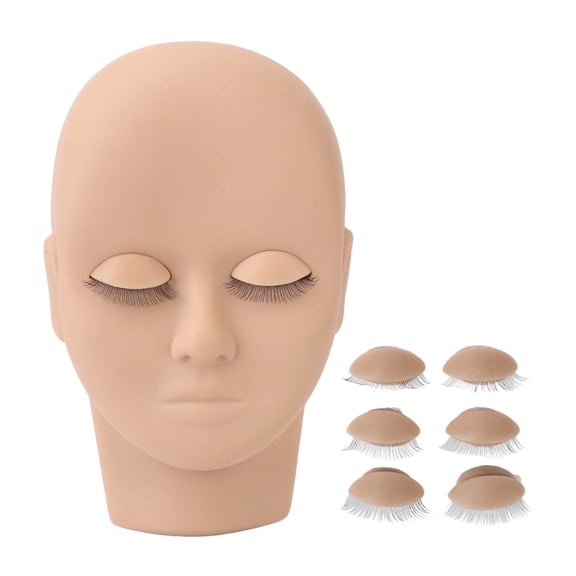<span Style="background:red"></span> Lash Extension Practice Head, 3D Face, Reusable Eyelids For Beginner Training