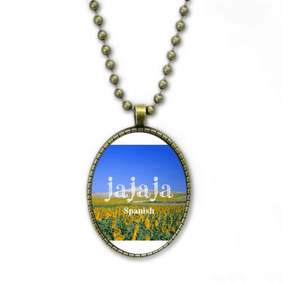 spanish idyllic landscape happy mood necklace vintage chain bead pendant jewelry collection