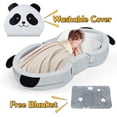 thumbnail image 1 of spanspace Foldable Toddler Travel Bed, Portable Floor Bed for Kids with Washable Cover, Toddler Cots for Sleeping with Adorable Panda Design, No Assembly Required, Easy to Carry, Gray, 1 of 10