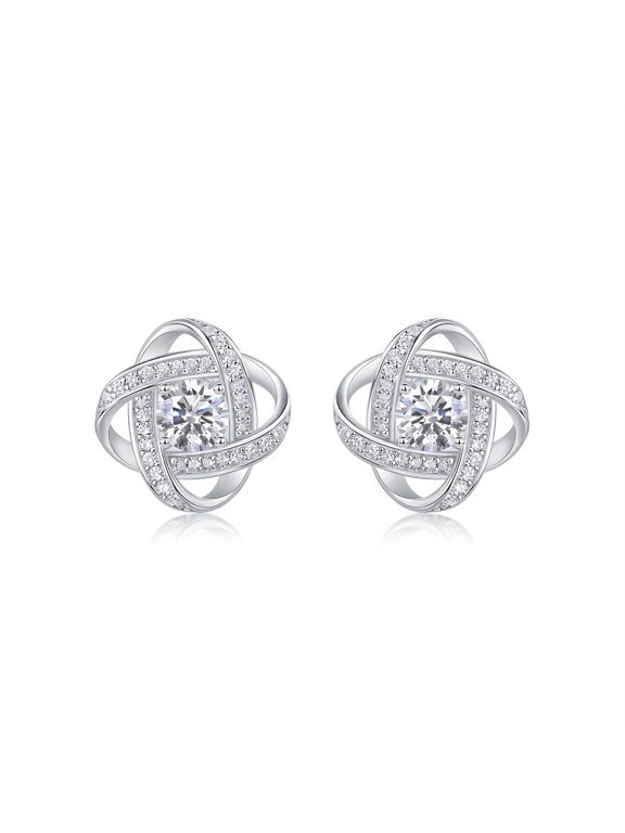 Leaf Element Sparkling Moissanite Earrings, 0.5 ct, 925 Silver, 18k Gold Plated