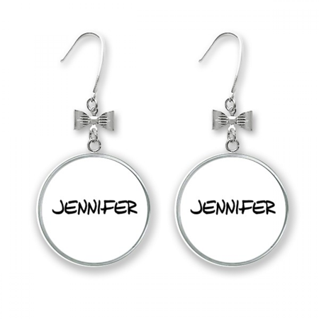 special handwriting english name jennifer bow earrings drop stud pierced hook