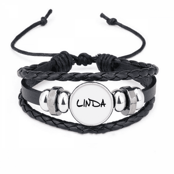 special handwriting english name linda bracelet braided leather woven wristband