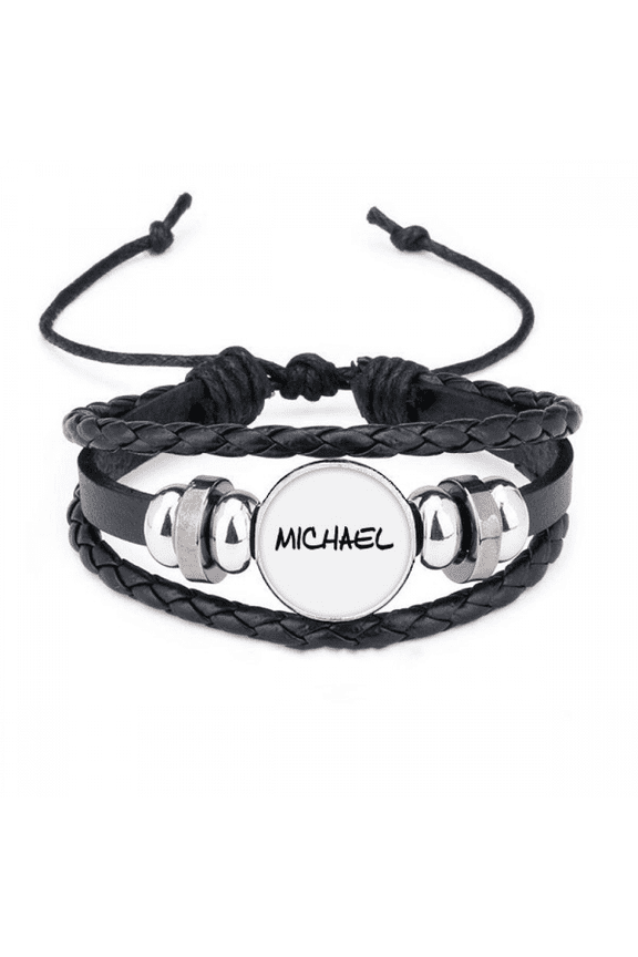 special handwriting english name michael bracelet braided leather woven wristband