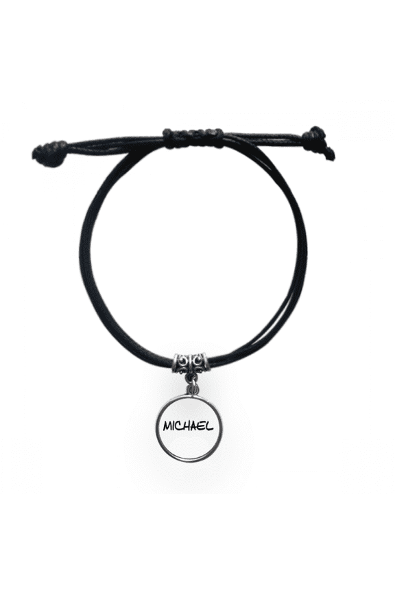 special handwriting english name michael bracelet leather wristband black jewelry