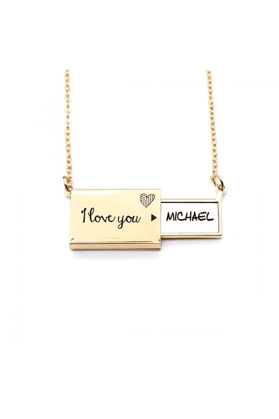 special handwriting english name michael letter envelope necklace pendant jewelry