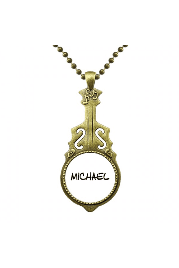 special handwriting english name michael necklantique guitar jewelry music pendant