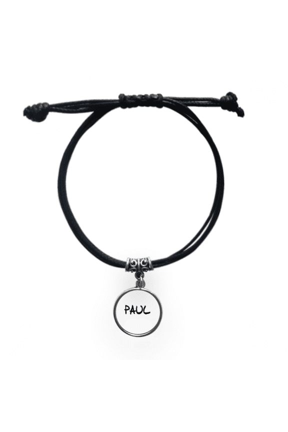 special handwriting english name paul bracelet leather wristband black jewelry
