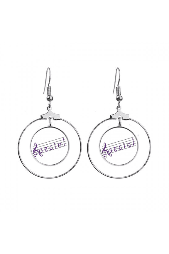 special staff spectrum musical symbol earrings dangle hoop jewelry drop circle