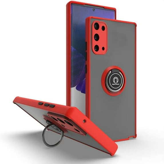 is specially designed for Samsung Galaxy Note 20 Anti-Scratches,anti-fingerprint, built-in 360° rotating ring bracket solid and durable magnetic car phone case, suitable for 6.7inches Women-Red