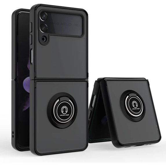 is specially designed for Samsung Galaxy Z Flip3(5G) Anti-fall,anti-fingerprint, built-in 360° rotating ring bracket solid and durable magnetic car phone case, suitable for 6.7inches Male-Black