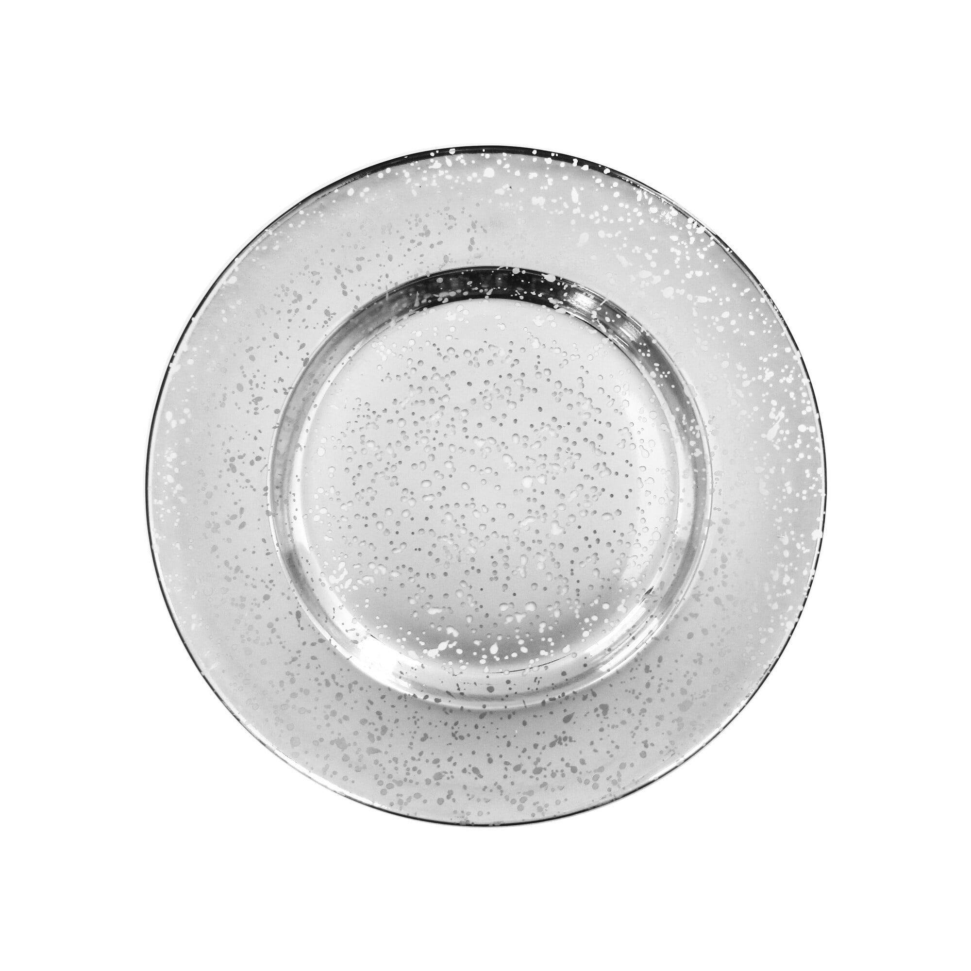 Speckled Silver 13" Glass Charger Plate