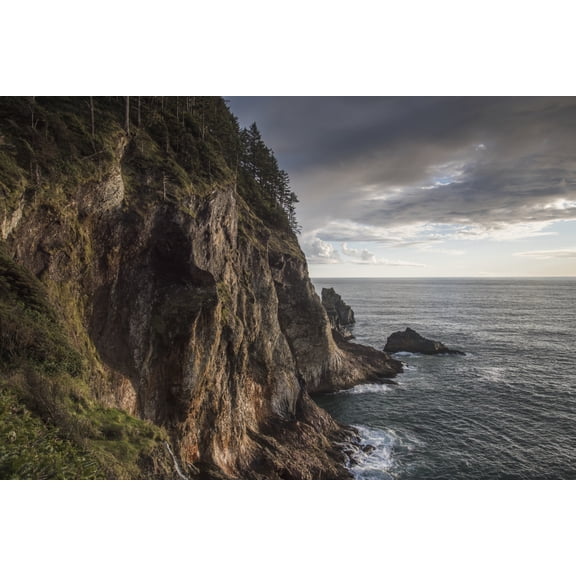 Some spectacular coastline is found at Oswald West State Park Manzanita Oregon United States of America Canvas Art - Robert L Potts Design Pics (19 x 12)