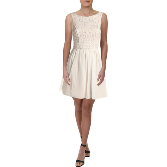 speeckless new beige lace embellished 9 junior sheath chiffon dress