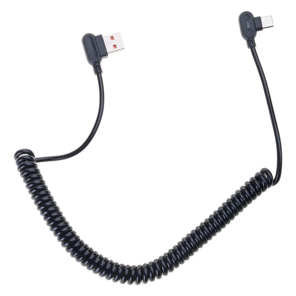 speed USB C Cable Fast Charging Reversible Coiled Cable with Angled Connectors Easy to Use for Mobile Devices