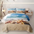 thumbnail image 1 of spefrowx 3D Beach Starfish Quilt Full for Teens, Turquoise Wave Seashell Full Bedspread Sets, 3 Pieces, 1 of 7
