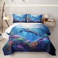 thumbnail image 1 of spefrowx 3D Sea Turtle Bed Spread Queen for Teens, Cyan Ocean Coral Animal Queen Coverlet Set, 3 Pieces, 1 of 7