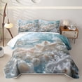 thumbnail image 1 of spefrowx 3D Underwater White Jellyfish Twin Quilt Set for Teens, Pale Aqua Sculpted Spotted Starfish Coral Twin Coverlet Set, 2-Piece, 1 of 7