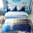 thumbnail image 1 of spefrowx Abstract Coastal Seascape Queen Bedding for Women Men, Blue Gradient Seagull Bedding Comforter Set Queen, Navy Reversible, 7pcs, 1 of 6