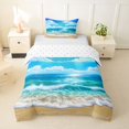 thumbnail image 1 of spefrowx Anime Beach Twin Duvet Cover for Kids, Vivid Sky Sparkle Wave Sandy Shore Twin Bedding, Reversible, 2 Pieces, 1 Duvet Cover and 1 Pillowcase, 1 of 5
