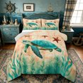 thumbnail image 1 of spefrowx Antique Map Sea Turtle Queen Comforter Set for Kids, Retro Seagrass Starfish Vessel Comforter Sets Queen, Gray Reversible, 3 Pieces, 1 Comforter and 2 Pillowcases, 1 of 6