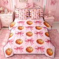 thumbnail image 1 of spefrowx Basketball Sports Lover Queen Bedding for Girls, Pink Watercolor Bow Bedding Comforter Set Queen, Pink Reversible, 7-Piece, 1 of 6
