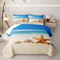 thumbnail image 1 of spefrowx Beach Starfish Twin Quilt Set for Teens, Turquoise Seaside Conch Seashell Sand Twin Coverlet Set, 2pcs, 1 of 7