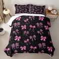 thumbnail image 1 of spefrowx Black Pink Bowknot Bed Spread Queen for Girls, Leopard Cheetah Print Queen Coverlet Set, 3-Piece, 1 of 7