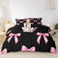 thumbnail image 1 of spefrowx Black Pink Ribbon Duvet Cover Queen for Teens, Simple Cute Bow Queen Bedding, Black Reversible, 3 Pieces, 1 Duvet Cover and 2 Pillowcases, 1 of 6