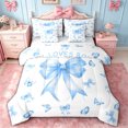 thumbnail image 1 of spefrowx Blue Butterfly Ribbon Full Size Bedding Sets for Kids, Girl Loves Bows Quote Full Size Bed in a Bag, Reversible, 7-Piece, 1 of 6