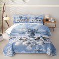 thumbnail image 1 of spefrowx Blue Floral Vase Quilt Full for Girls Boys, Seabird Coral Shell Full Bedspread Sets, 3 Pieces, 1 of 7