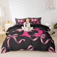 thumbnail image 1 of spefrowx Bow B Letter Bedding for Girls, Black Pink Watercolor Ribbon Duvet Cover Full, Black Reversible, 3 Pieces, 1 Duvet Cover and 2 Pillowcases, 1 of 6