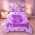 thumbnail image 1 of spefrowx Bowknot S Letter Full Size Comforter Sets for Girls, Purple Sequin Print Star Princess Bedding Comforter Set, Stars Reversible, 3-Piece, 1 Comforter and 2 Pillowcases, 1 of 6
