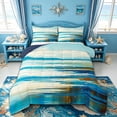 thumbnail image 1 of spefrowx Brushstroke Seascape Full Size Comforter Sets for Kids, Sky Blue Minimalist Seagull Lake Mountain Bedding Comforter Set, Navy Reversible, 3-Piece, 1 Comforter and 2 Pillowcases, 1 of 6