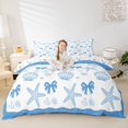 thumbnail image 1 of spefrowx Cartoon Coastal Duvet Cover Queen for Kids, Blue Shell Starfish Bowknot Queen Bedding, Stars Reversible, 3 Pieces, 1 Duvet Cover and 2 Pillowcases, 1 of 6