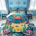 thumbnail image 1 of spefrowx Cartoon Orange Crab Queen Comforter Set for Kids, Coral Tropical Fish Seabed Comforter Sets Queen, Polka Dot Reversible, 3-Piece, 1 Comforter and 2 Pillowcases, 1 of 6