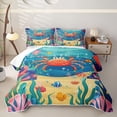 thumbnail image 1 of spefrowx Cartoon Orange Crab Quilt Full for Girls Boys, Coral Tropical Fish Seabed Full Bedspread Sets, 3-Piece, 1 of 7