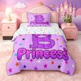thumbnail image 1 of spefrowx Cartoon Princess B Twin Comforter Sets for Girls, Purple Star Bowknot Print Bedding Set, Stars Reversible, 2pcs, 1 Comforter and 1 Pillowcase, 1 of 6