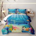 thumbnail image 1 of spefrowx Cartoon Sea Turtle Quilt King for Girls Boys, Vibrant Coral Tropical Fish King Coverlet Set, 3pcs, 1 of 7