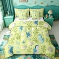 thumbnail image 1 of spefrowx Cartoon Seahorse King Bedding for Kids, Green Seaweed Shell Starfish King Bed in a Bag, Polka Dot Reversible, 7-Piece, 1 of 6