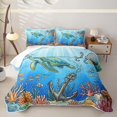 thumbnail image 1 of spefrowx Cartoon Undersea Turtle Twin Quilt Set for Boys, Coral Octopus Anchor Fish Twin Coverlet Set, 2pcs, 1 of 7