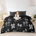 thumbnail image 1 of spefrowx Cheetah Print Bow Duvet Cover Queen for Women, Sliver Cartoon Bowknot Queen Bedding, Black Reversible, 3pcs, 1 Duvet Cover and 2 Pillowcases, 1 of 6